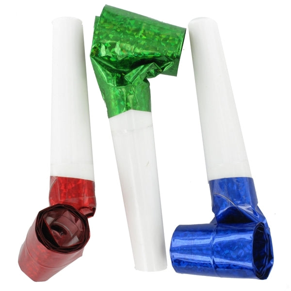 Assorted Colour Party Blowouts - Laser Foil Pk50