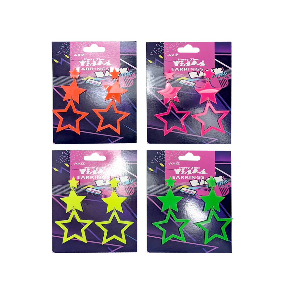 Assorted Fluro 80's Neon Star Earrings 
