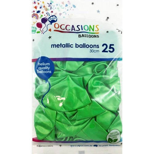 Balloons - Alpen Metallic Lime Green (Pk 25)