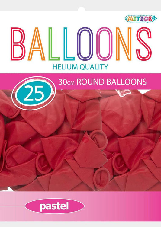 Balloons - Pastel Macaron Red (Pk 25)