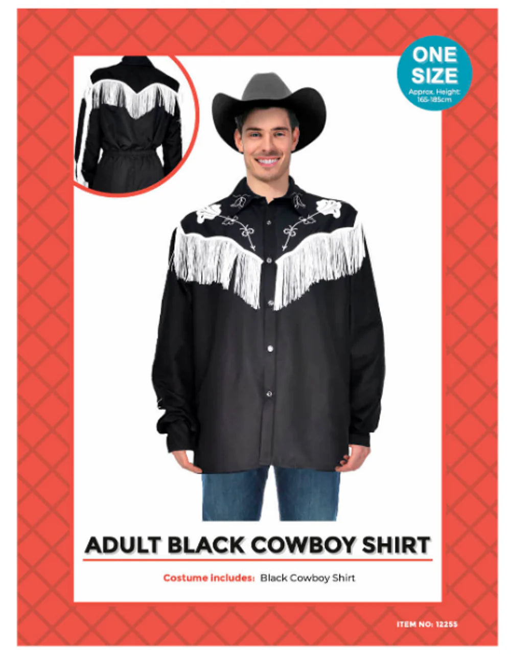 Black Cowboy Shirt - Adult - STD