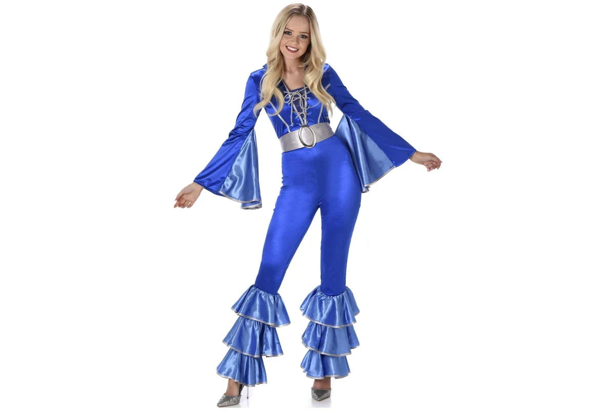 Blue Disco Jumpsuit Costume - Adult - L