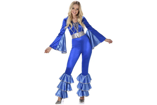 Blue Disco Jumpsuit Costume - Adult - L