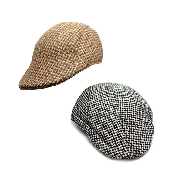 Brown Checked Paperboy Hat