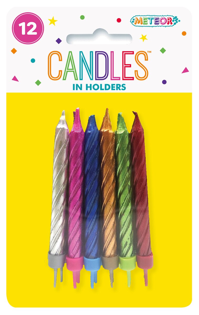 Candle - Metallic Assorted Colours (Pk 12)