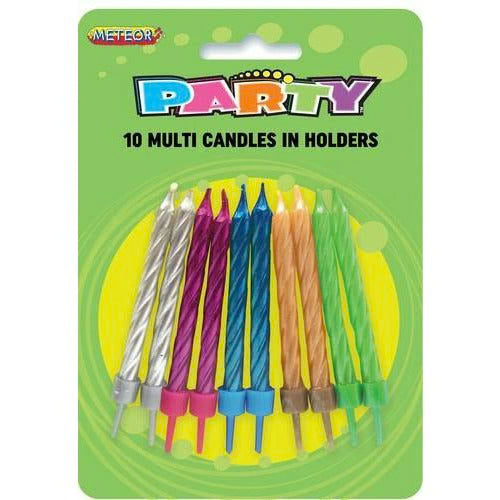 Candle - Multi-Colour Spiral (Pk 10)