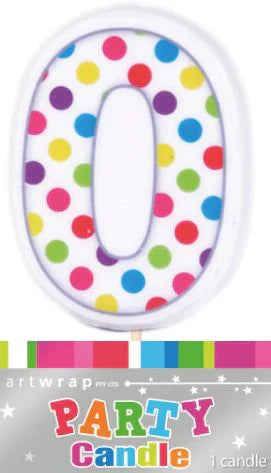 Candle - Number 0 Polka Dot