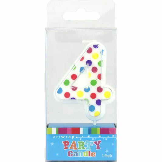 Candle - Number 4 Polka Dot