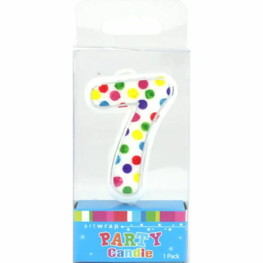 Candle - Number 7 Polka Dot