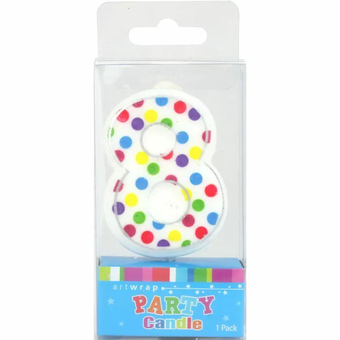 Candle - Number 8 Polka Dot