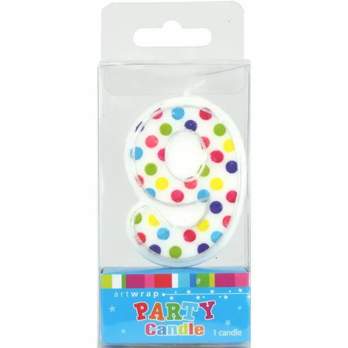 Candle - Number 9 Polka Dot
