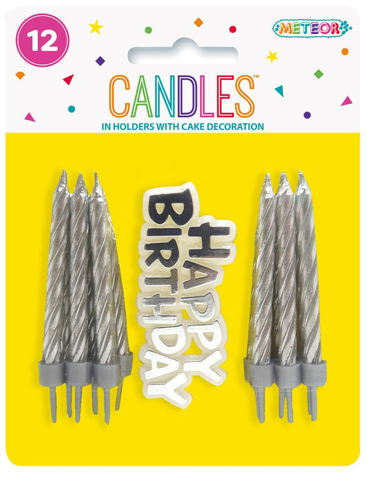 Candle - Silver Birthday Candle Set (Pk 12)