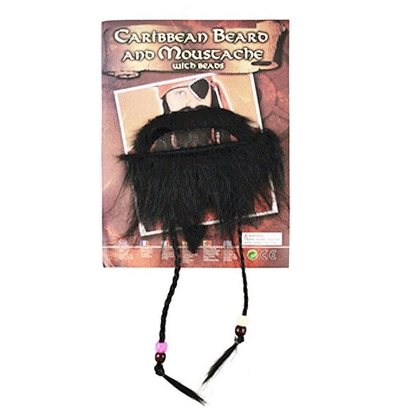 Caribbean Pirate Beard and Moustache with Beads