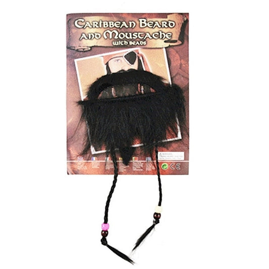 Caribbean Pirate Beard and Moustache with Beads
