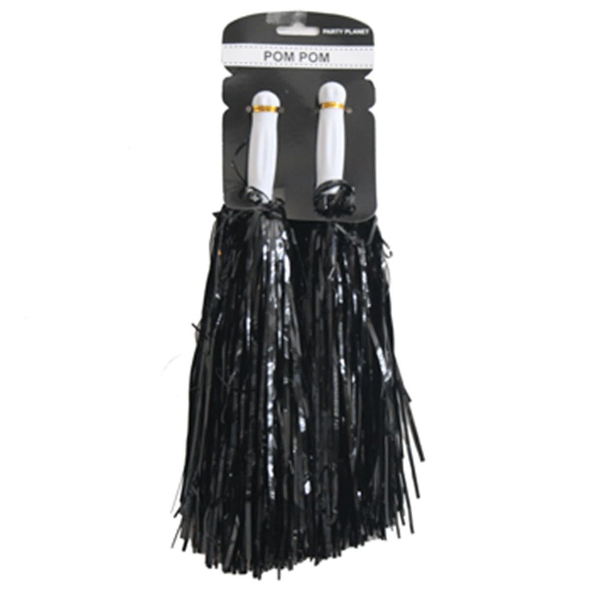 Cheerleader Pom Poms (2 Pack ) Black Metallic