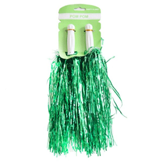 Cheerleader Pom Poms (2 Pack ) Green Metallic