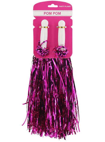 Cheerleader Pom Poms (2 Pack ) Pink Metallic
