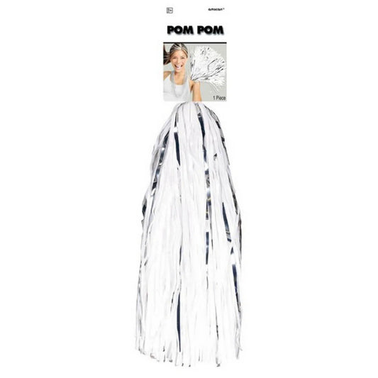 Cheerleader Pom Poms (2 Pack ) White Metallic
