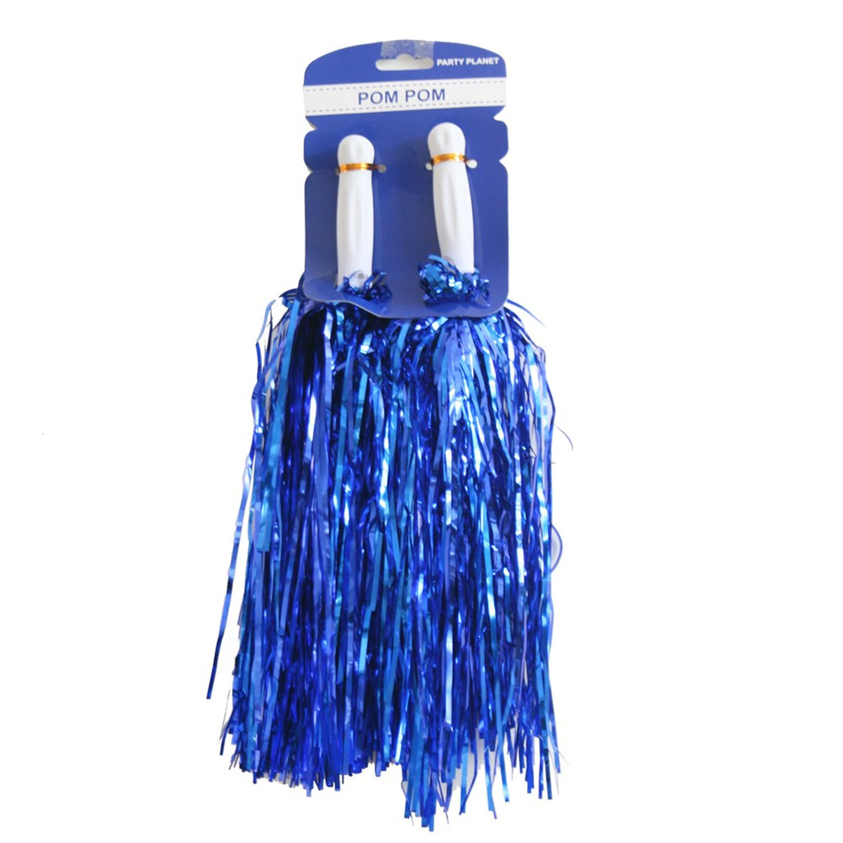 Cheerleader Pom Poms (Pack of 2) - Blue Metallic