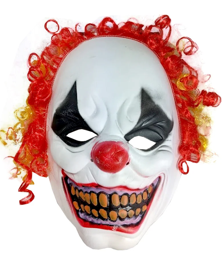 Creepy Clown Mask with Curly Hair