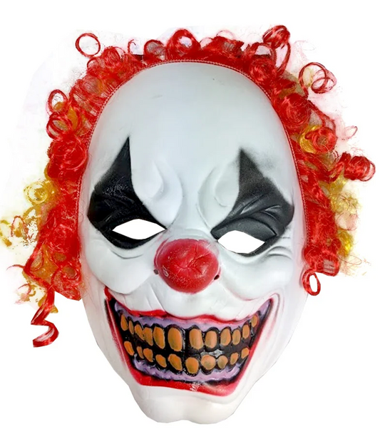 Creepy Clown Mask with Curly Hair