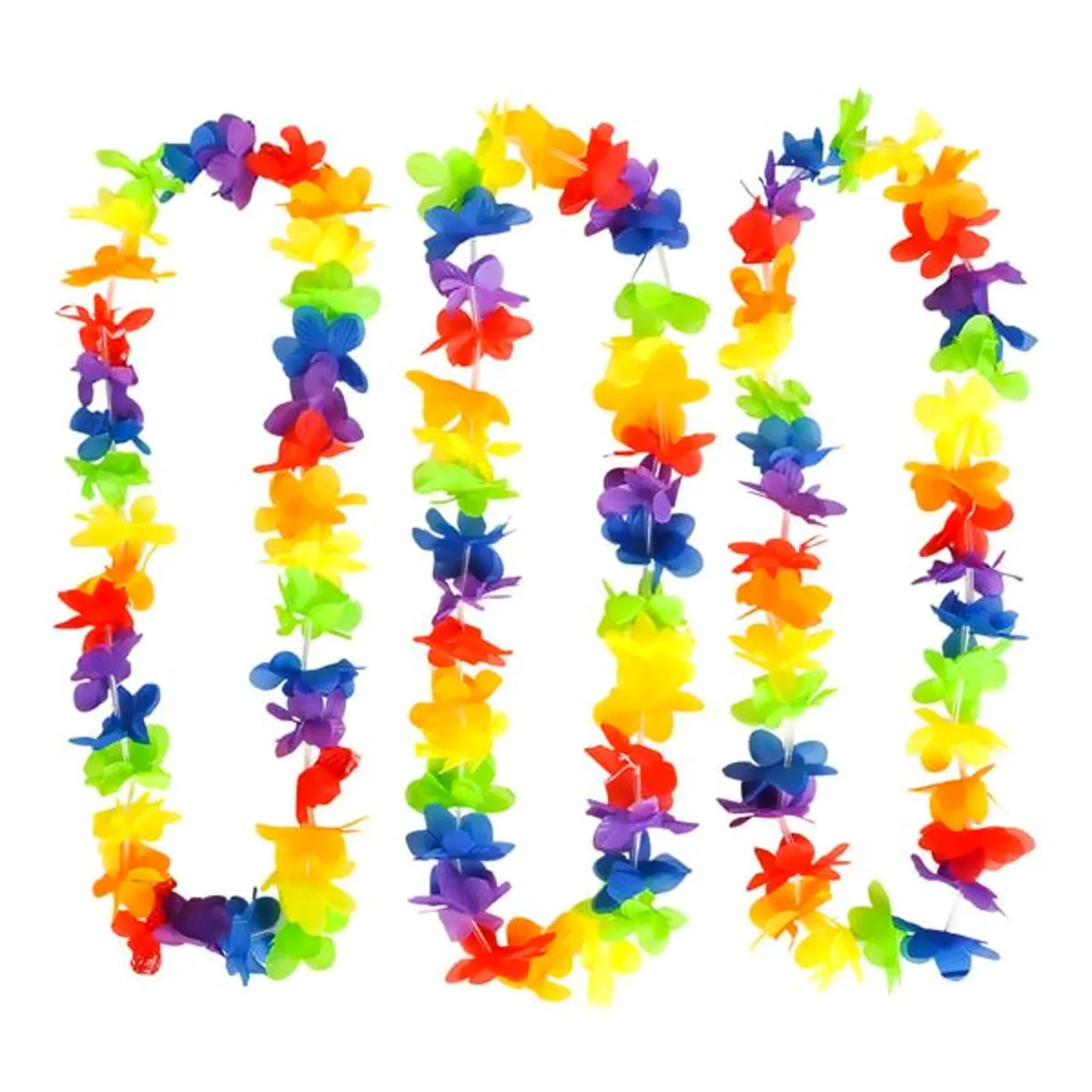 Coloured Hawaiian Flower Leis (Pack of 12)