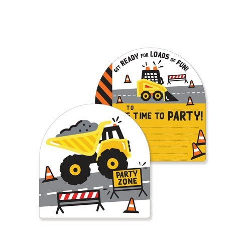 Construction Party Invitations (Pk 8)