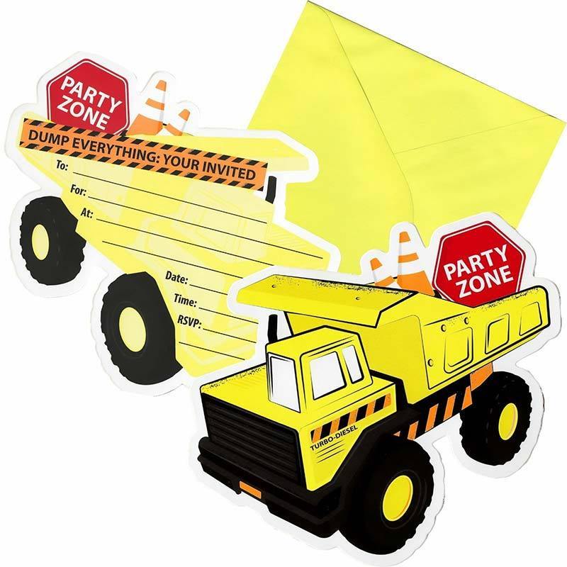 Construction Party Truck Invitations (Pk 8)