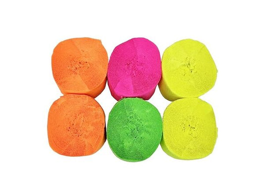 Crepe Paper Streamer - (6Pk) Neon Colours