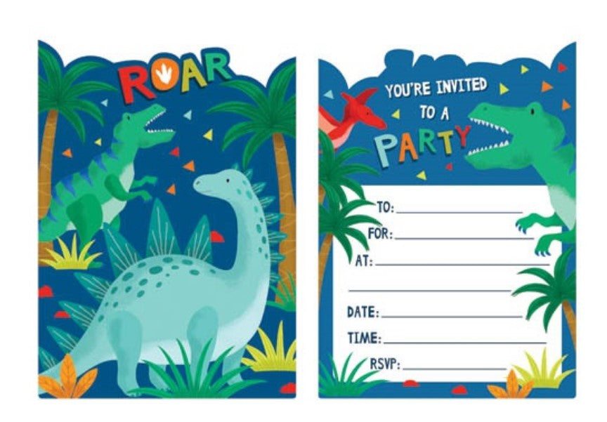 Dinosaur Party Invitations (PK 8)