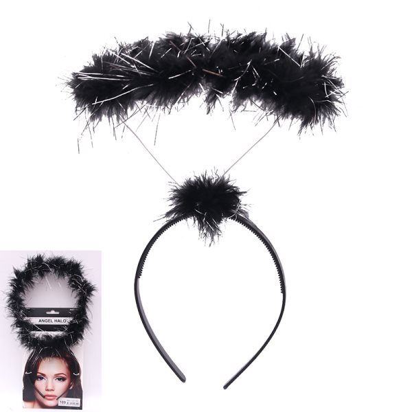 Feathered Angel Halo Headband - Black