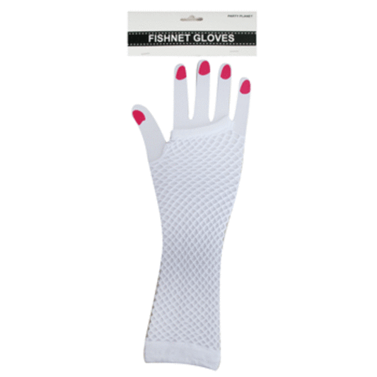 Fingerless Fishnet Gloves - White