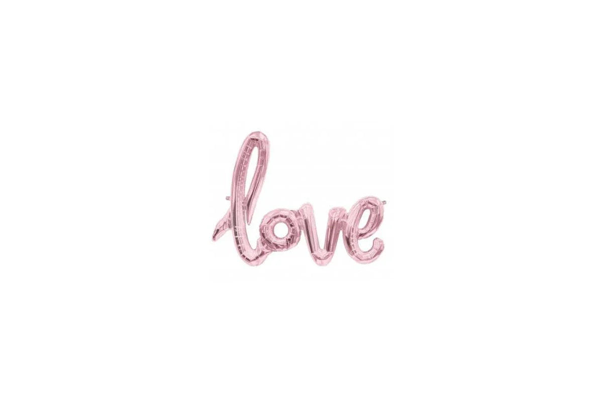 Foil Balloon - Love Script Banner Pink