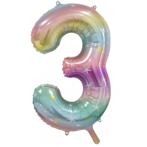 Foil Balloon - Pastel Rainbow Number 3
