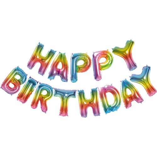 Foil Balloon - Rainbow Happy Birthday Banner