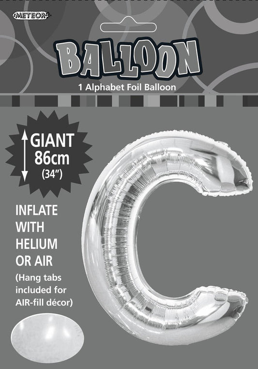 Foil Letter C Balloon Silver