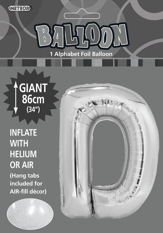 Foil Letter D Balloon Silver