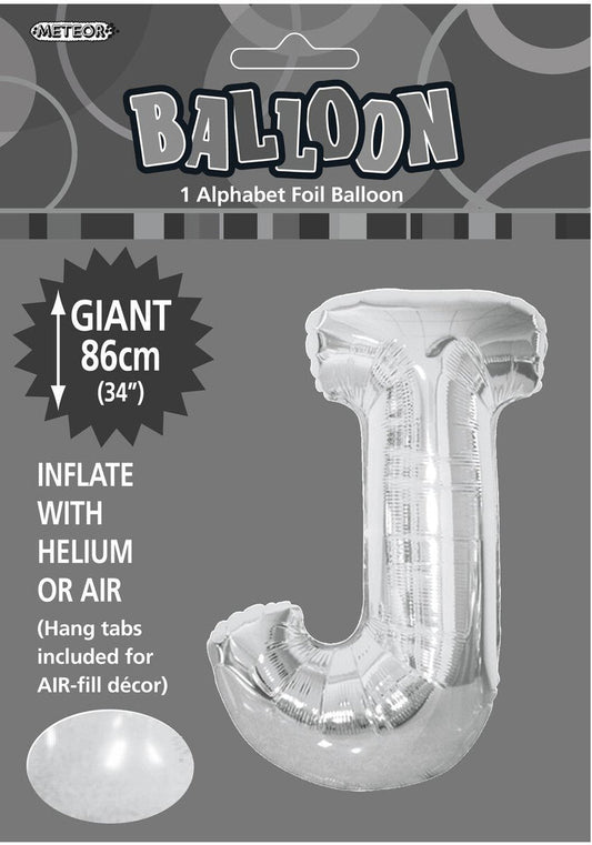 Foil Letter J Balloon Silver