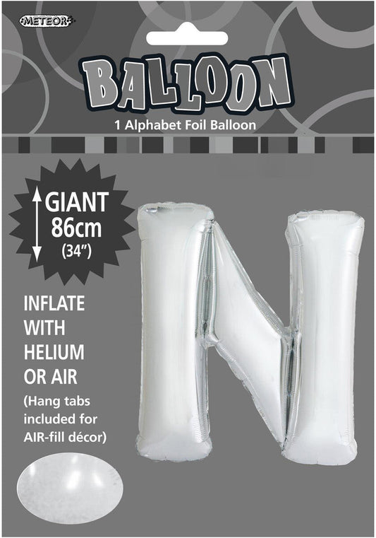 Foil Letter N Balloon Silver