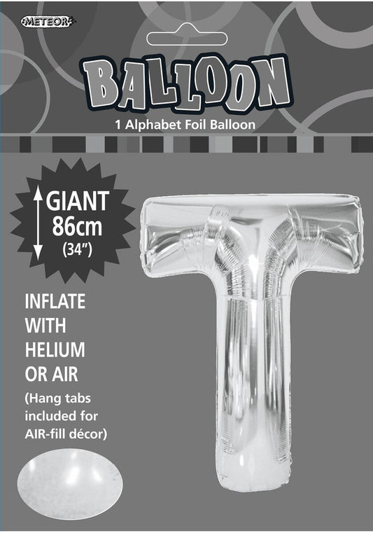 Foil Letter T Balloon Silver