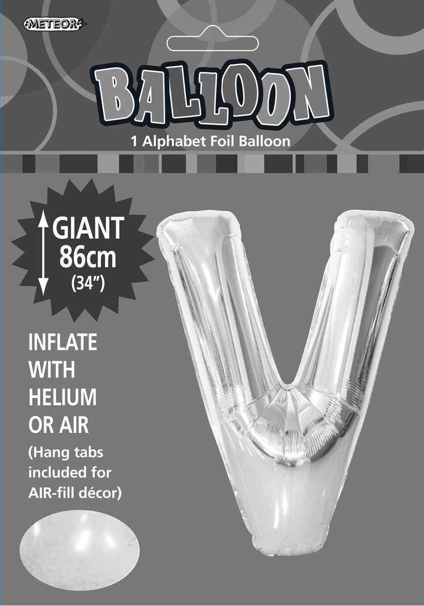 Foil Letter V Balloon Silver