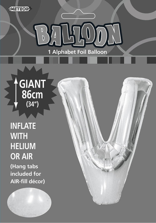 Foil Letter V Balloon Silver