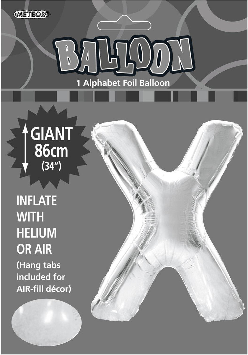 Foil Letter X Balloon Silver