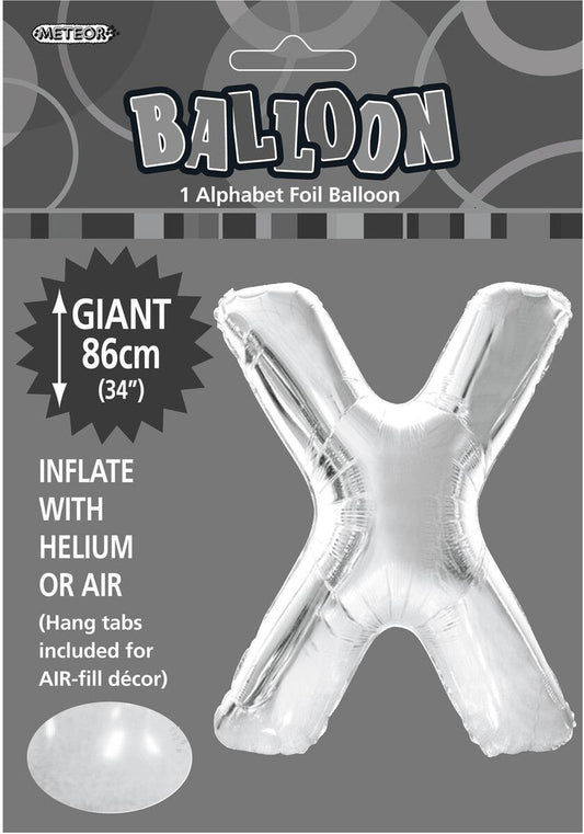 Foil Letter X Balloon Silver
