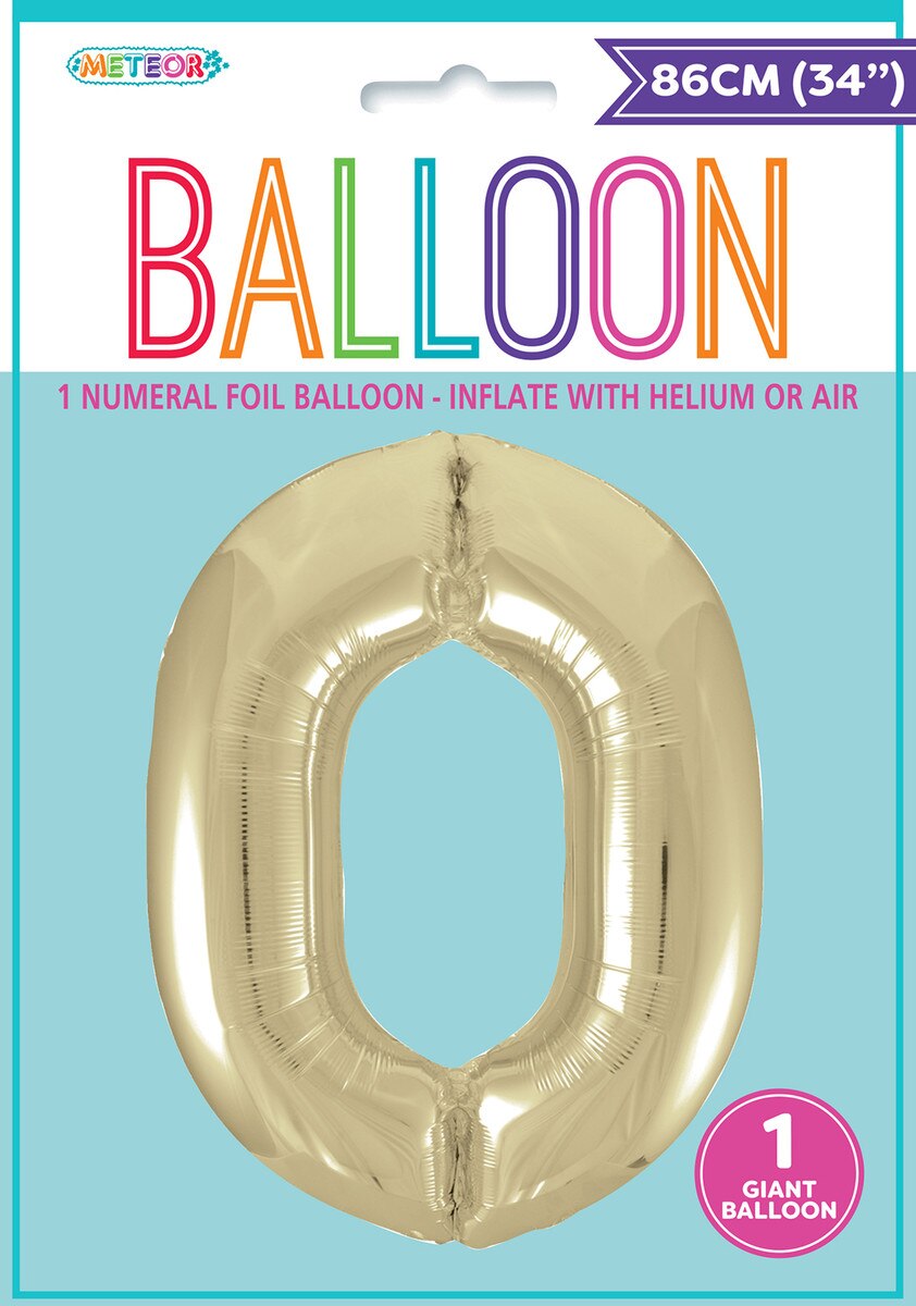 Foil Number 0 Balloon Champagne Gold