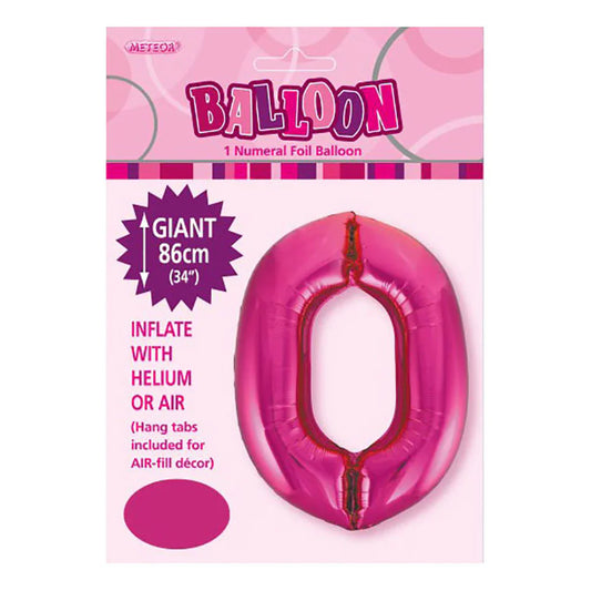 Foil Number 0 Balloon Magenta