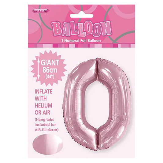 Foil Number 0 Balloon Pale Pink