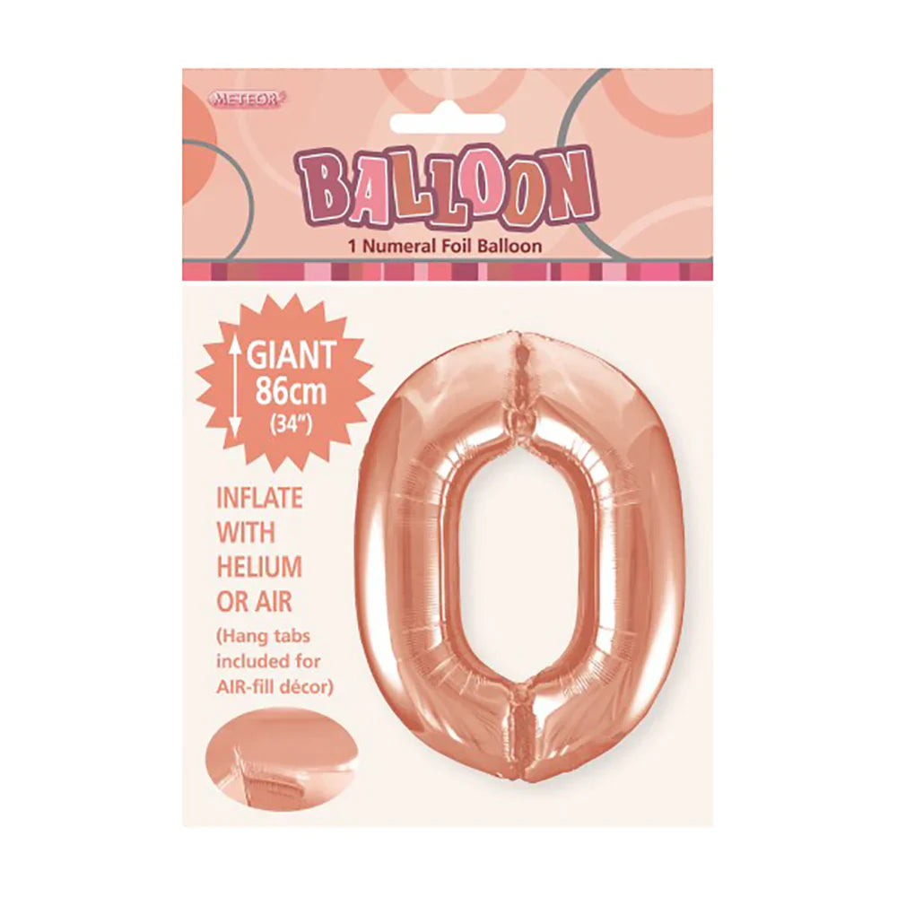 Foil Number 0 Balloon Rose Gold