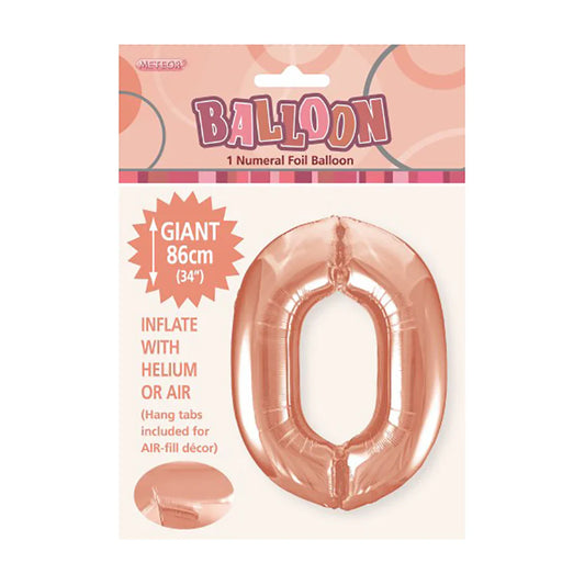 Foil Number 0 Balloon Rose Gold