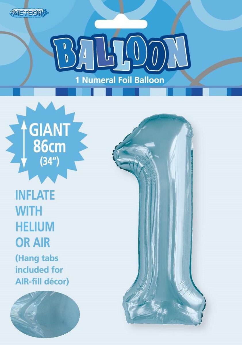 Foil Number 1 Balloon Light Blue
